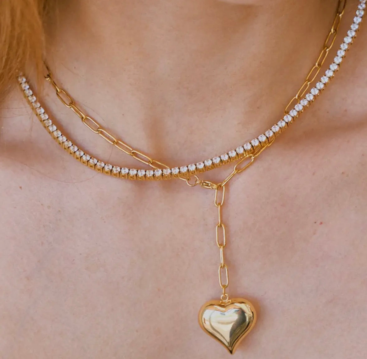 Bubble Heart Chain Necklace