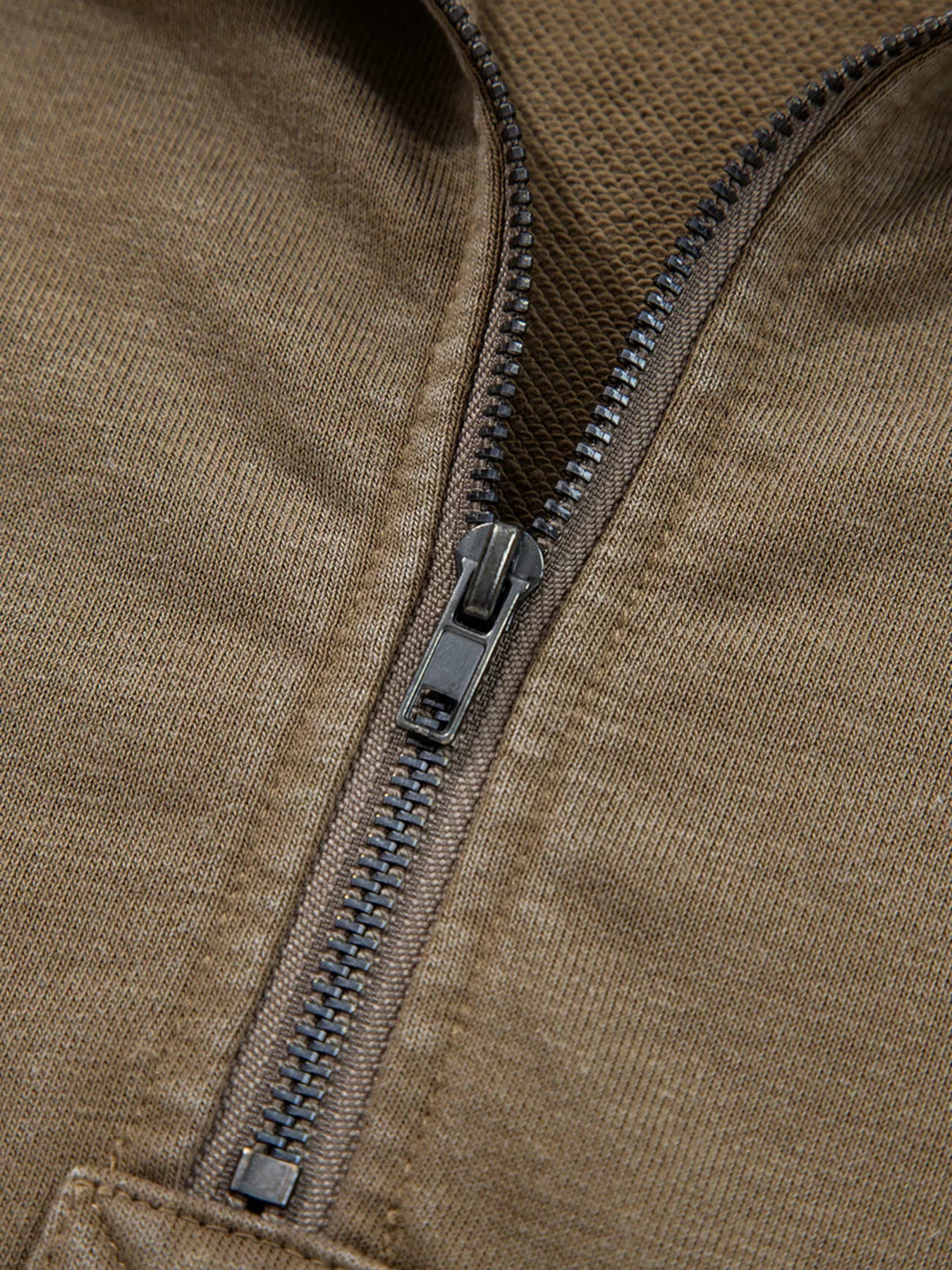 Half Zip Kangaroo Pocket Mineral Wash Baggy Hoodie