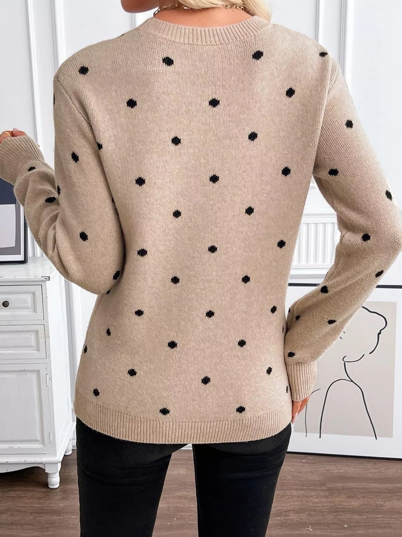 Polka Dot Crew Neck Sweater
