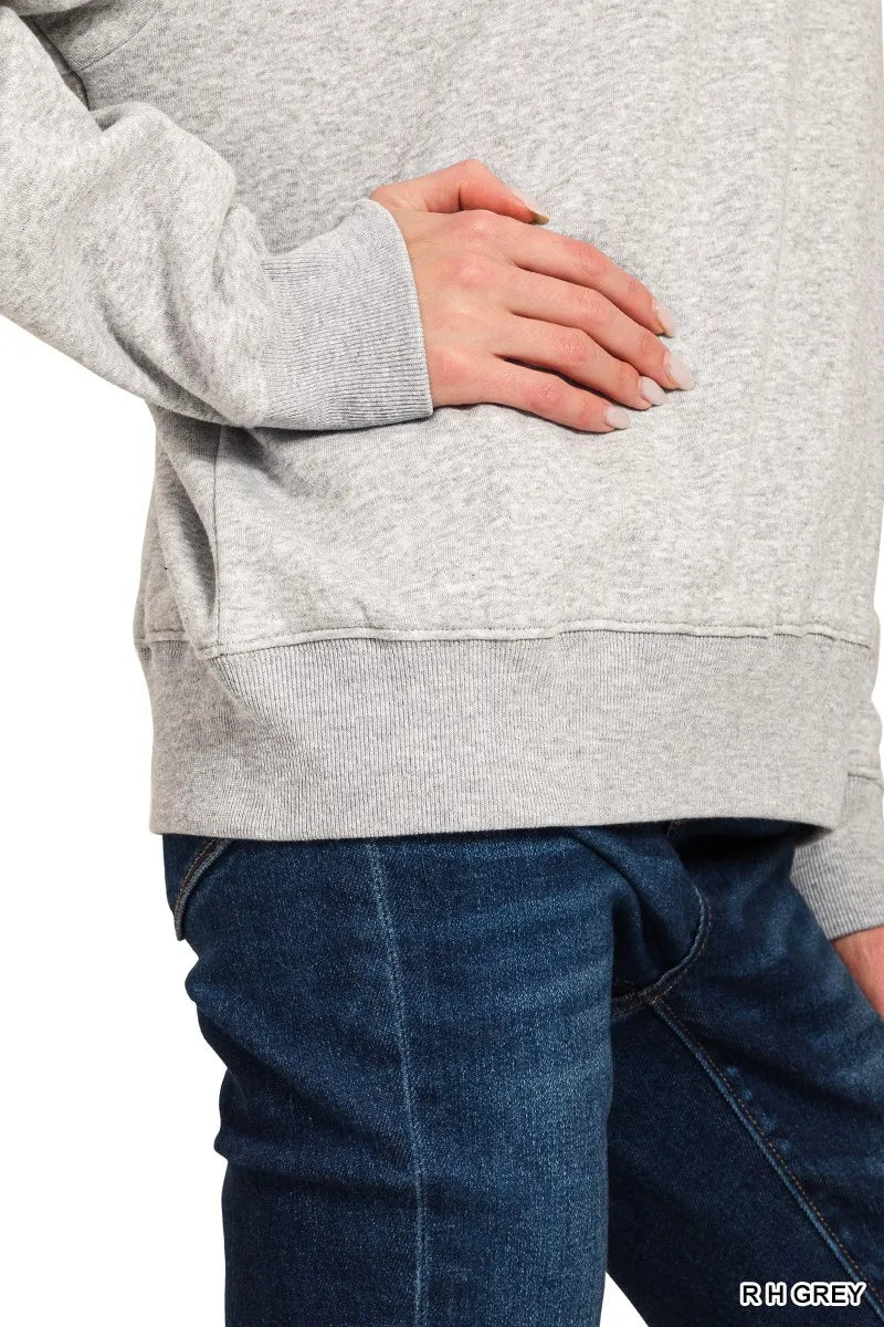 Zenana Fleece Half Zip Sweatshirt