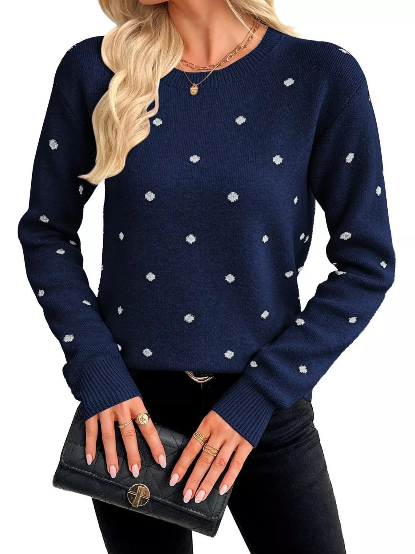 Polka Dot Crew Neck Sweater