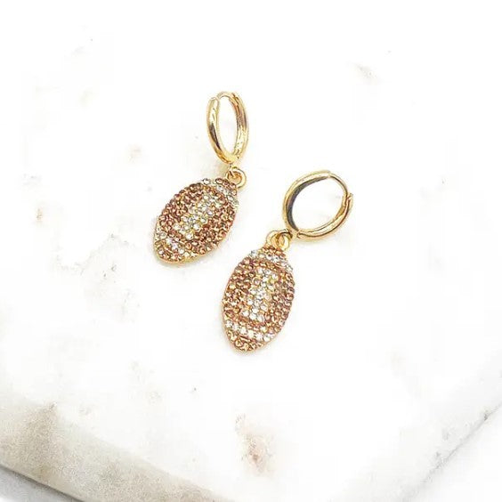 Football Rhinestone Huggie Hoop Earrings Gameday