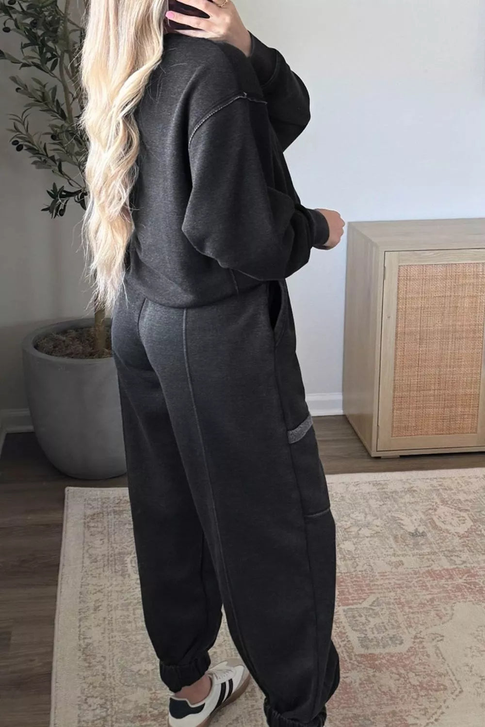 Crew Neck Long Sleeve Top and Joggers Set