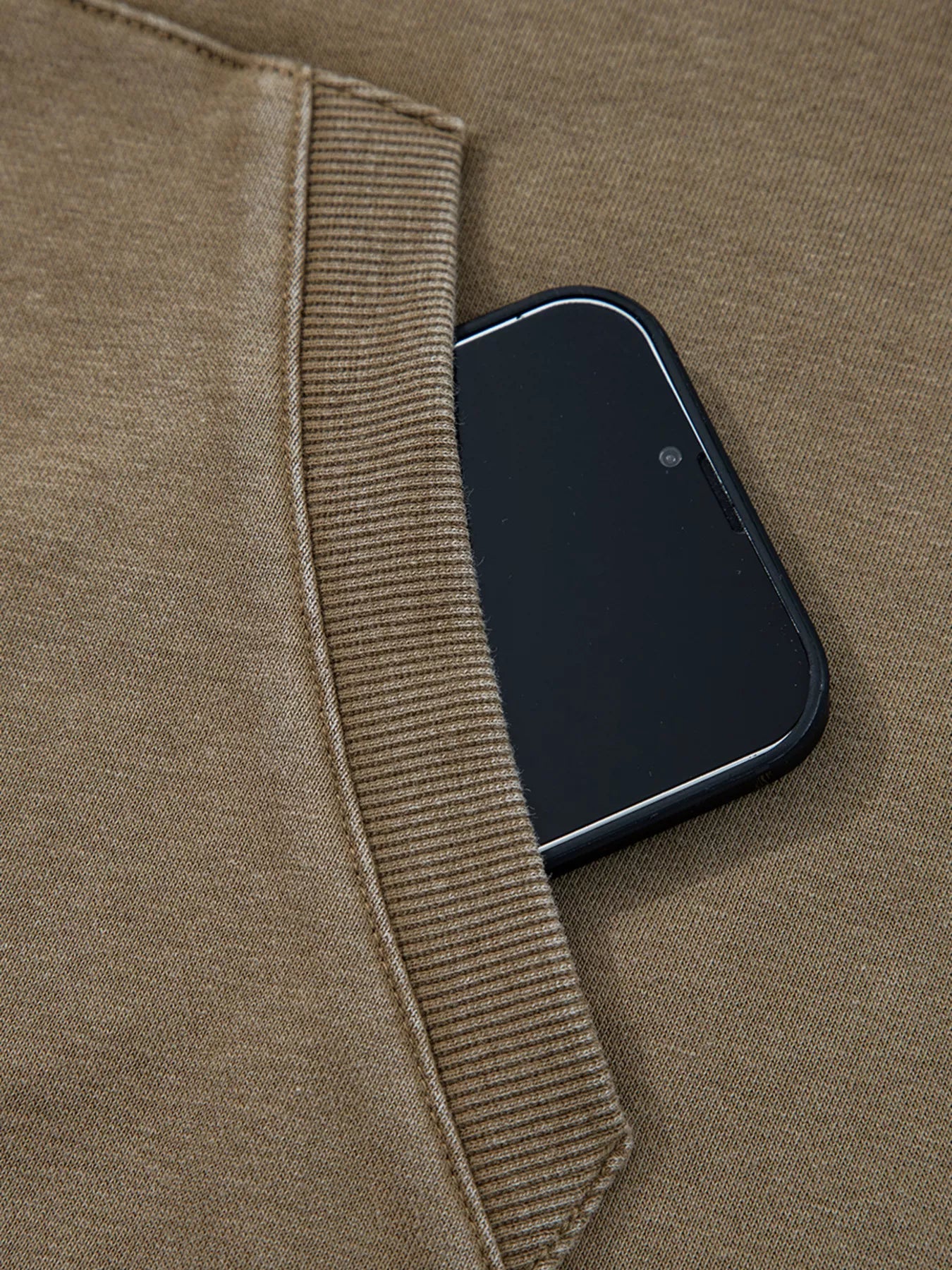 Half Zip Kangaroo Pocket Mineral Wash Baggy Hoodie