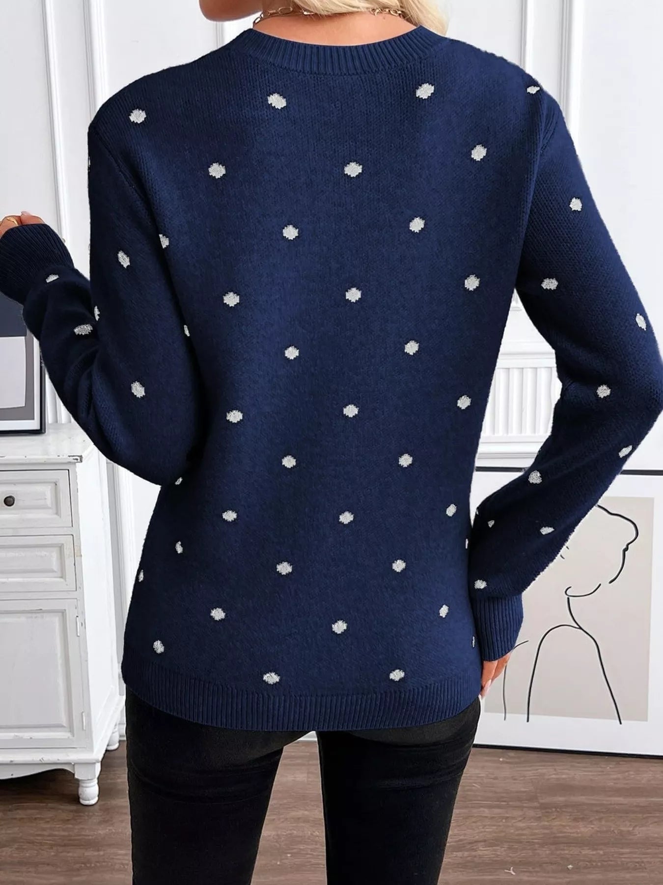 Polka Dot Crew Neck Sweater