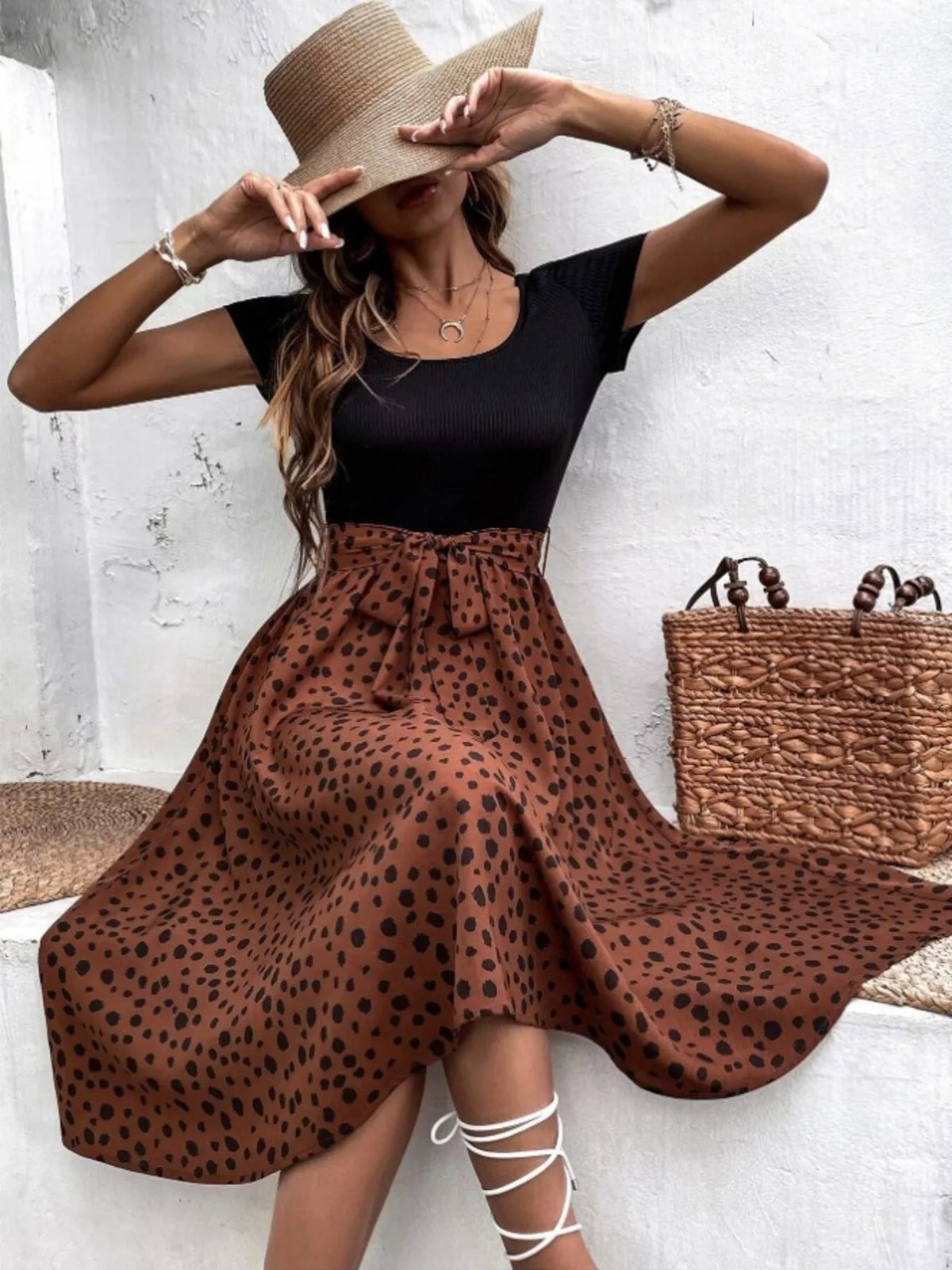 Leopard Print Tie-Waist Dress