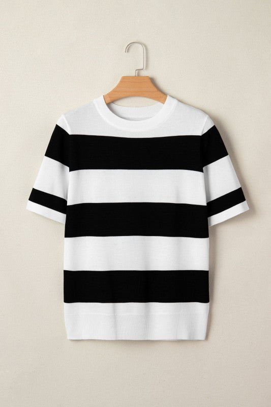 Stripe Colorblock Knitted T-Shirt