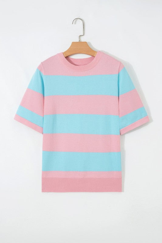 Stripe Colorblock Knitted T-Shirt