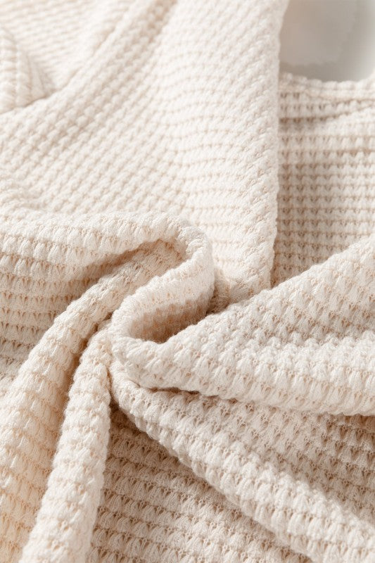 Textured Knit Asymmetric Shoulder Long Sleeve Top