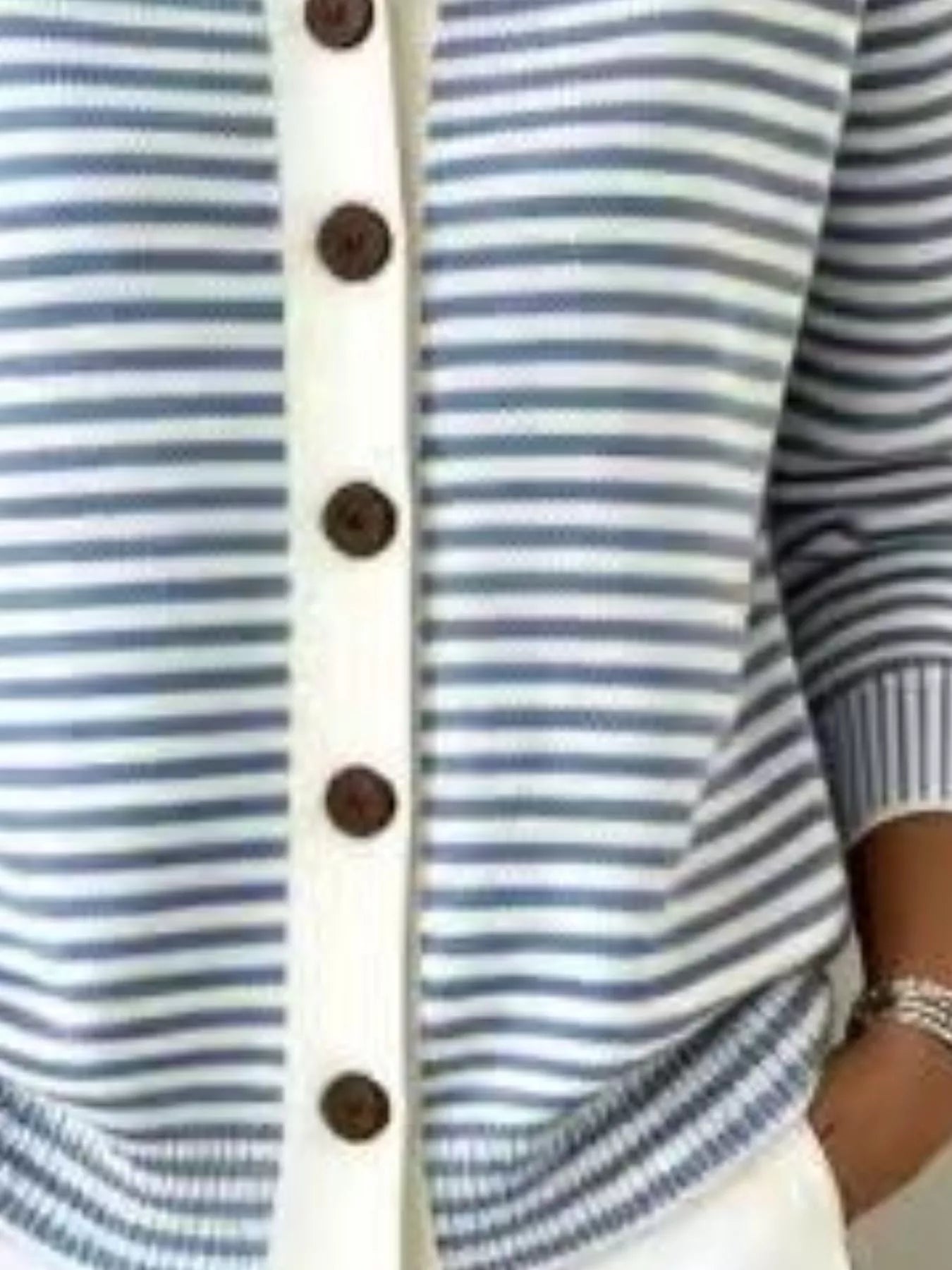 Full Size Striped Button-Down Knit Cardigan Plus Size