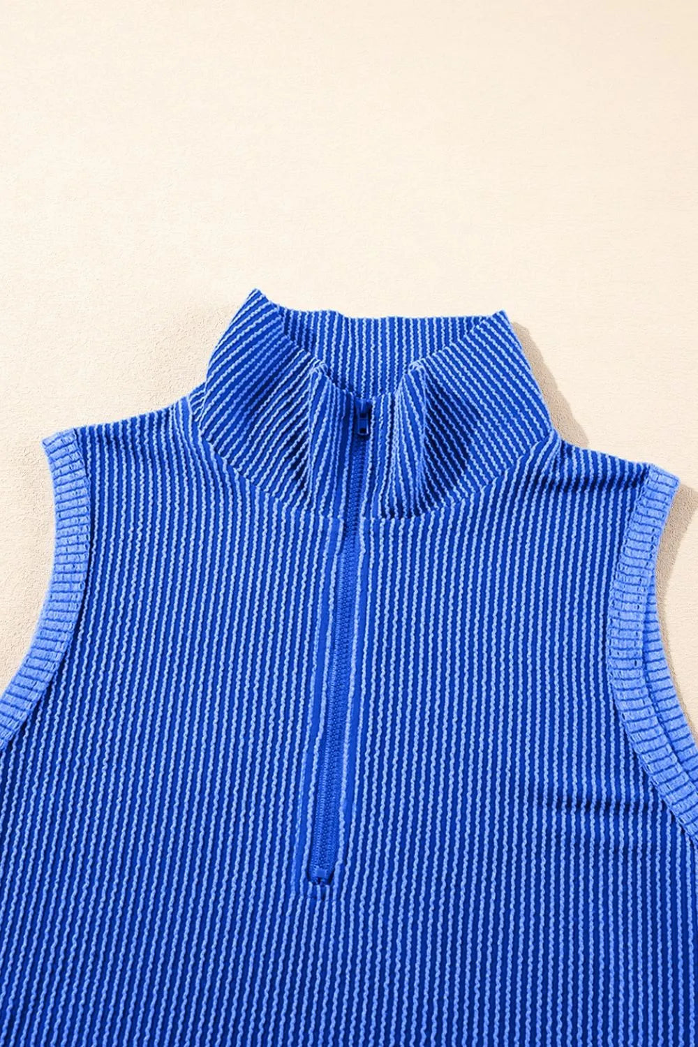 Corded Collared Half Zip Tank and Shorts Set