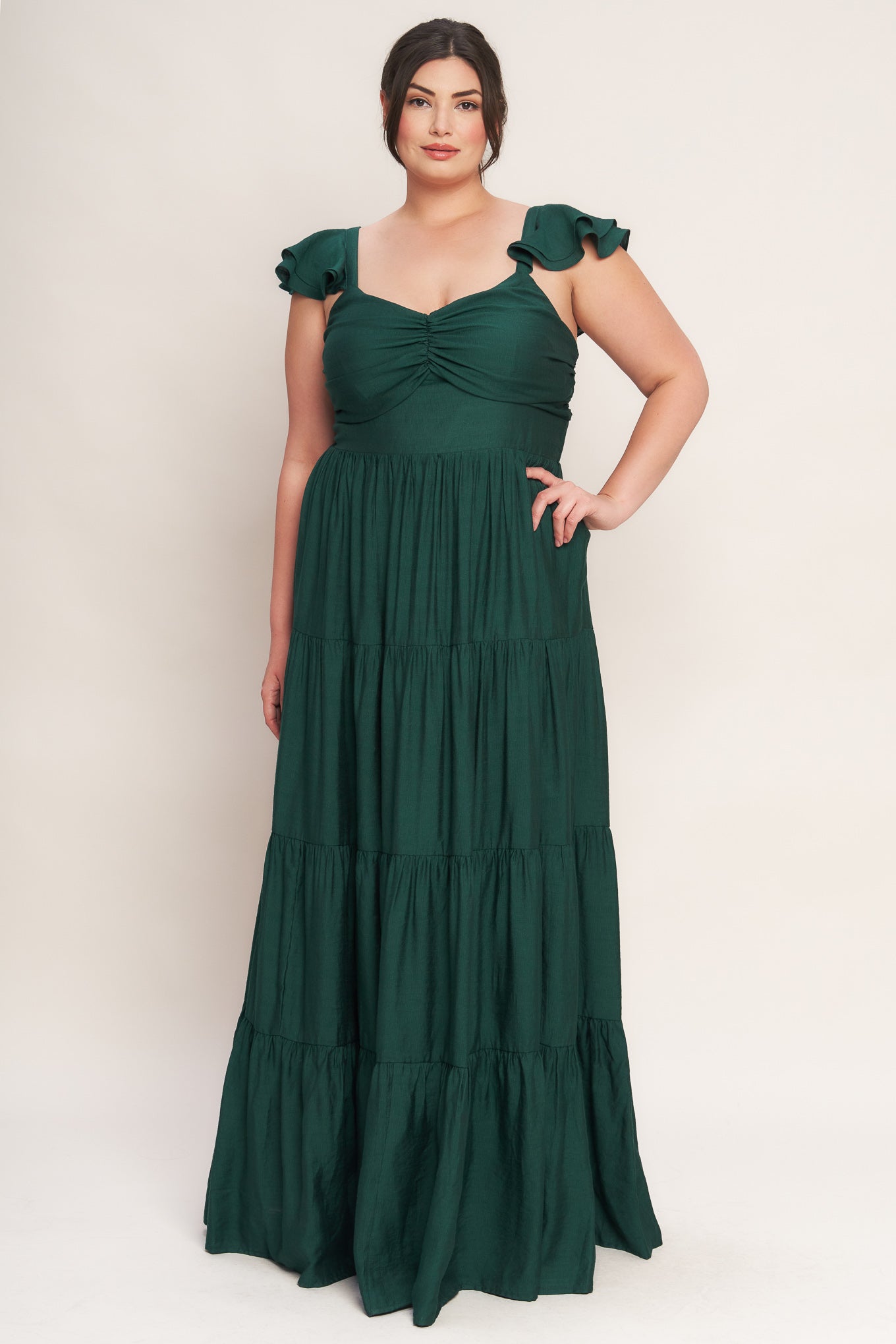 SUMMER MILK FOREST GREEN WOVEN MAXI DRESS
