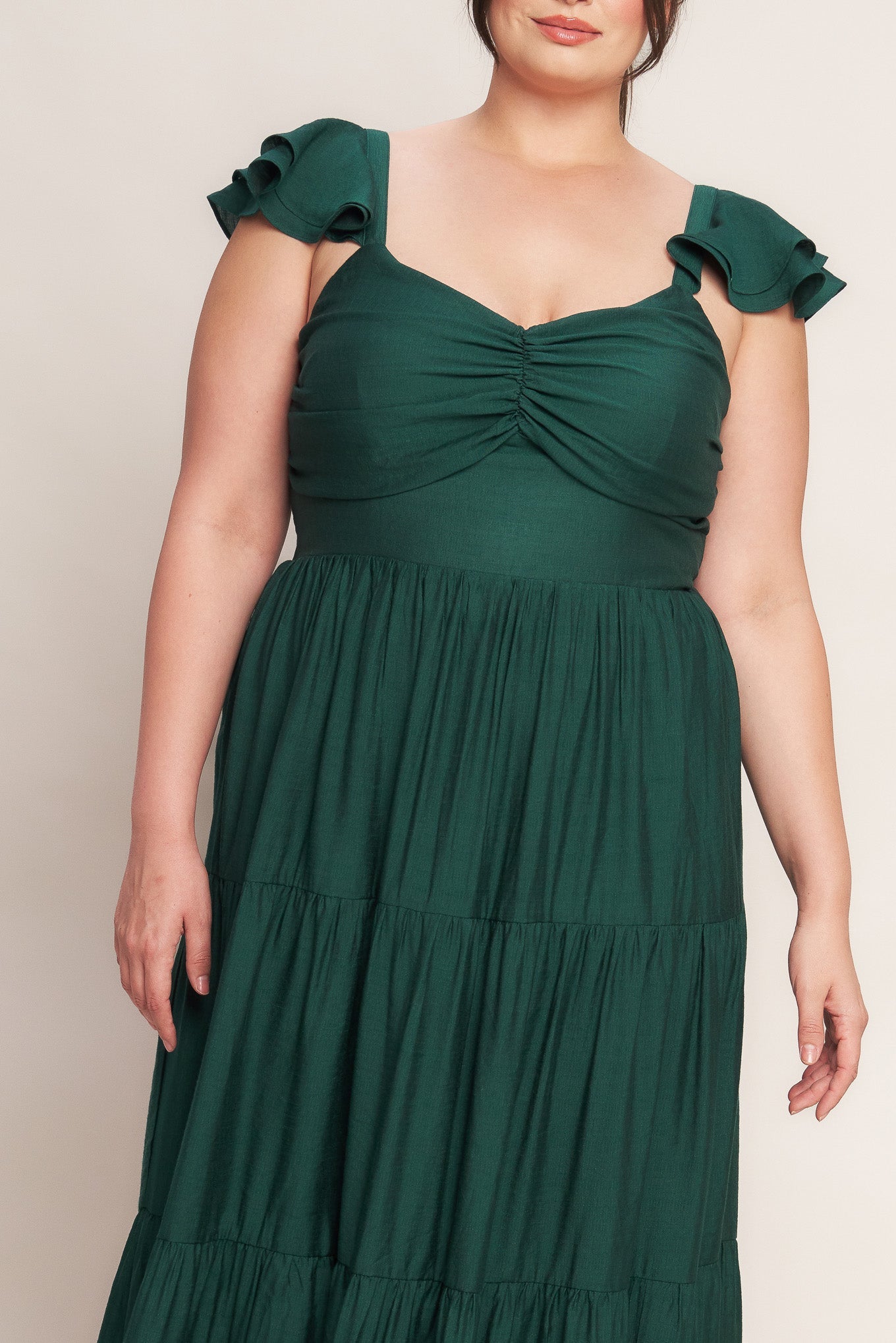 SUMMER MILK FOREST GREEN WOVEN MAXI DRESS