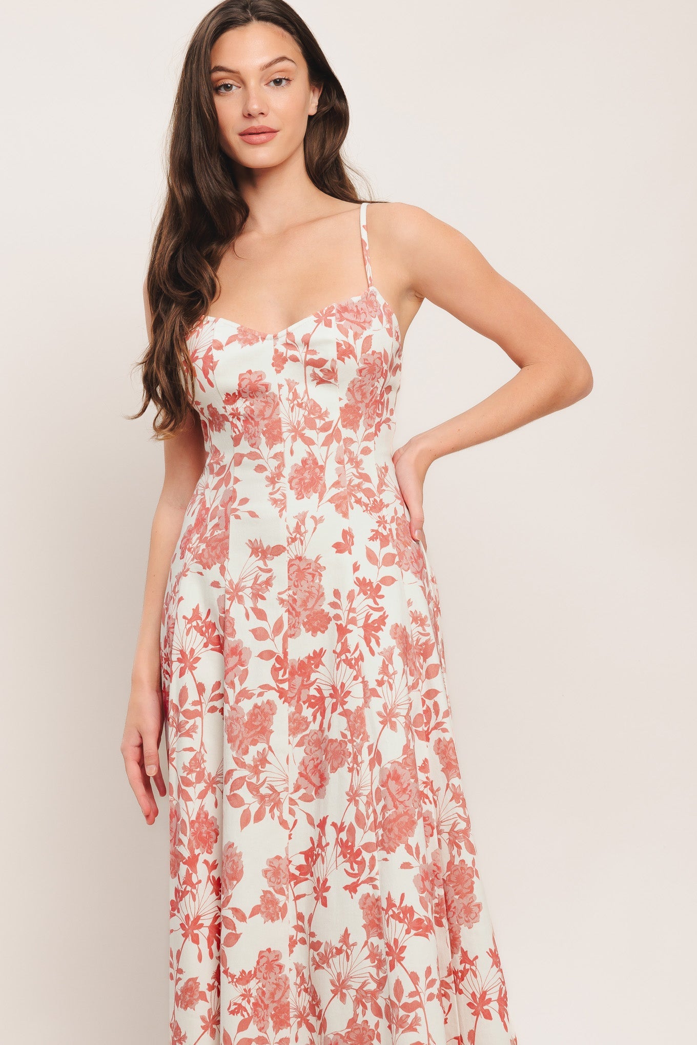 FLORAL HAZE WOVEN MIDI DRESS