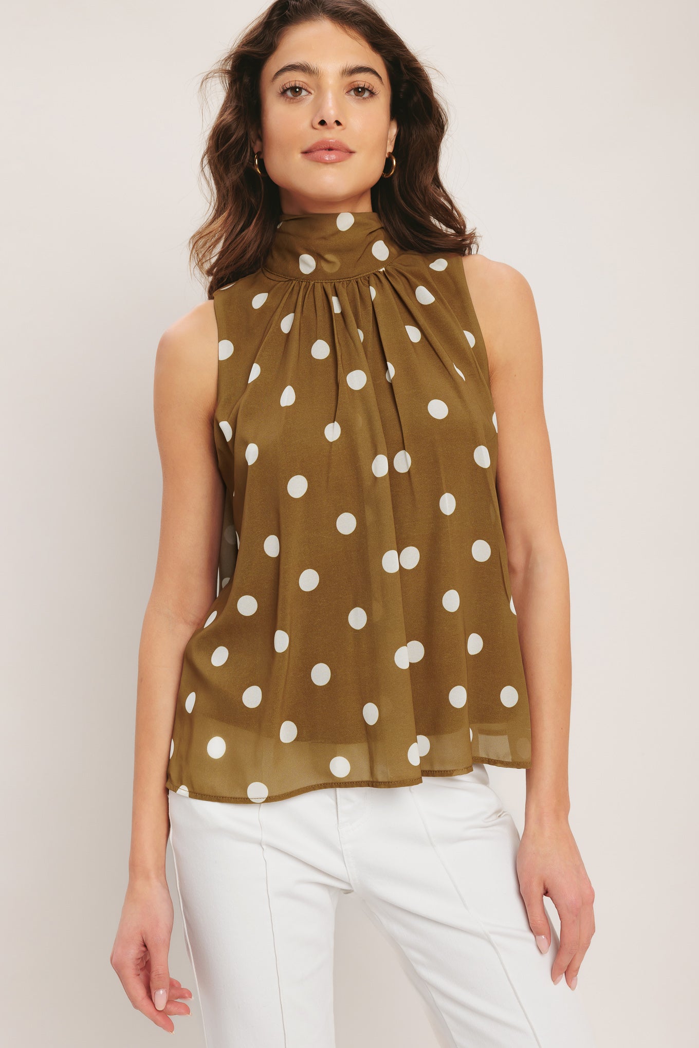RETRO POP DOT WOVEN TOP