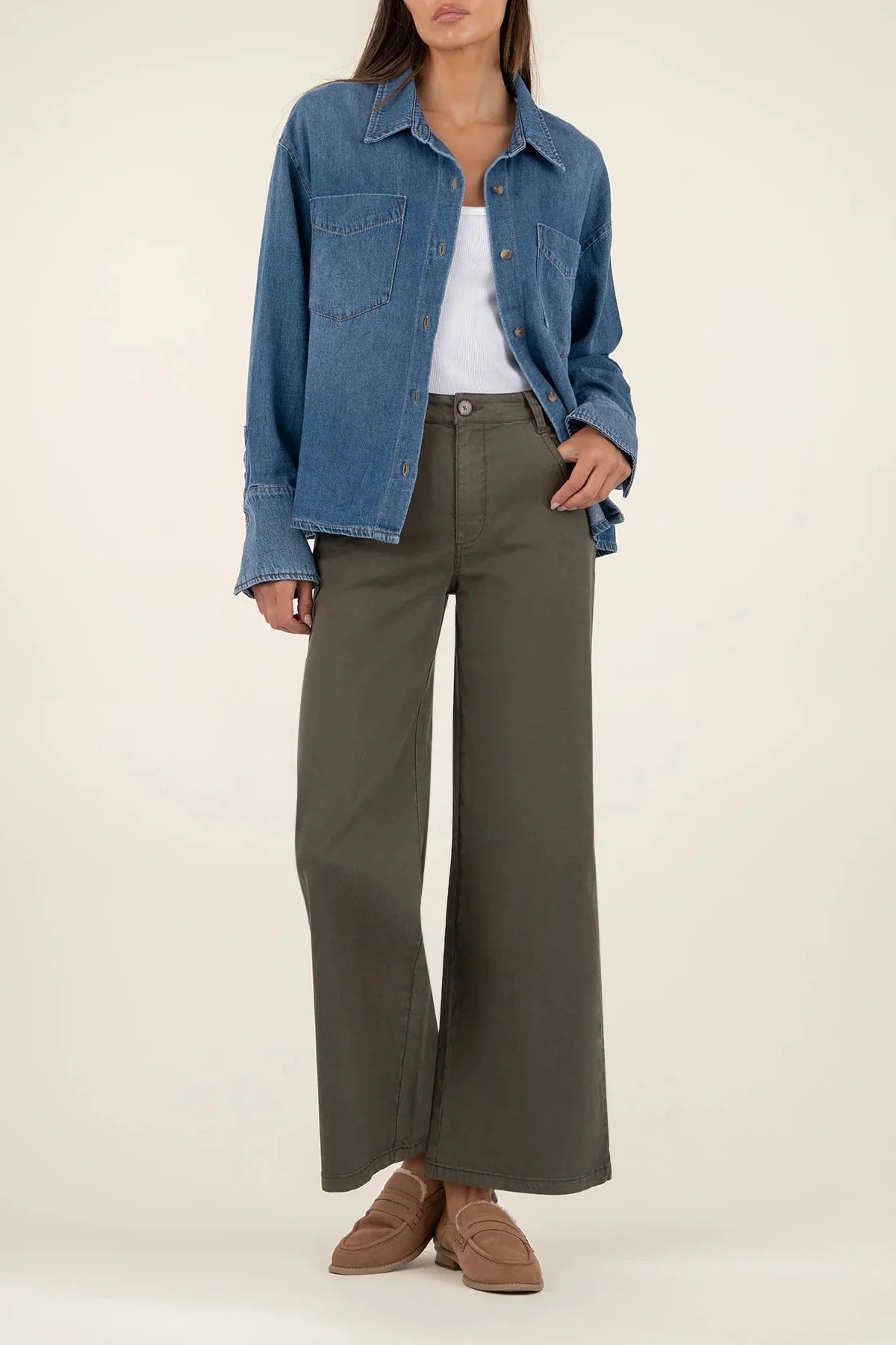 KUT FROM THE KLOTH | GERTIE BUTTON DOWN DENIM TOP