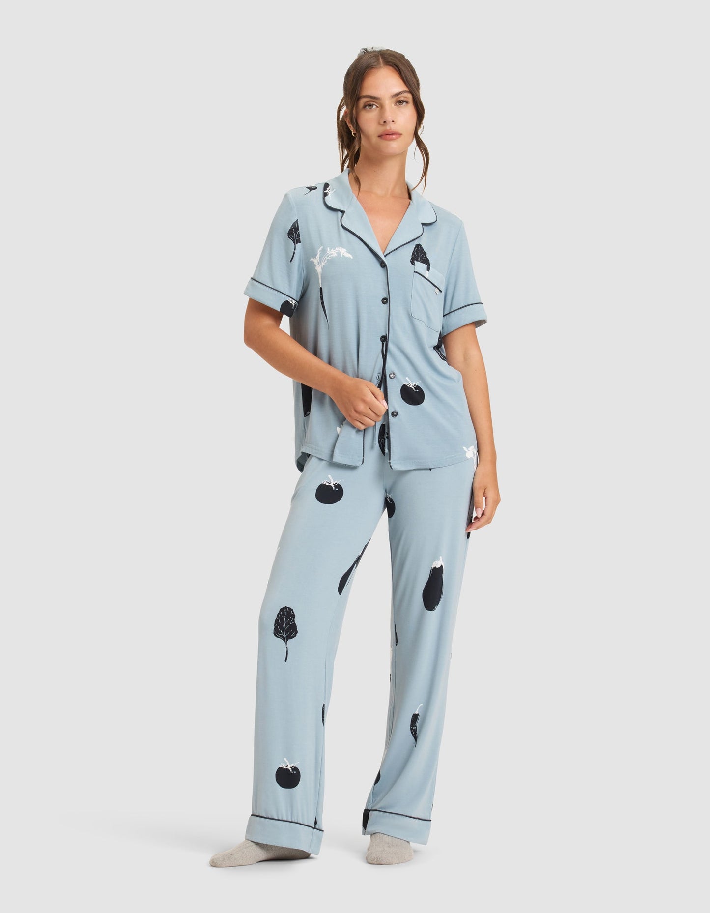 Women's Bamboo Stretch-Knit Short Sleeve & Pant Pajama Set