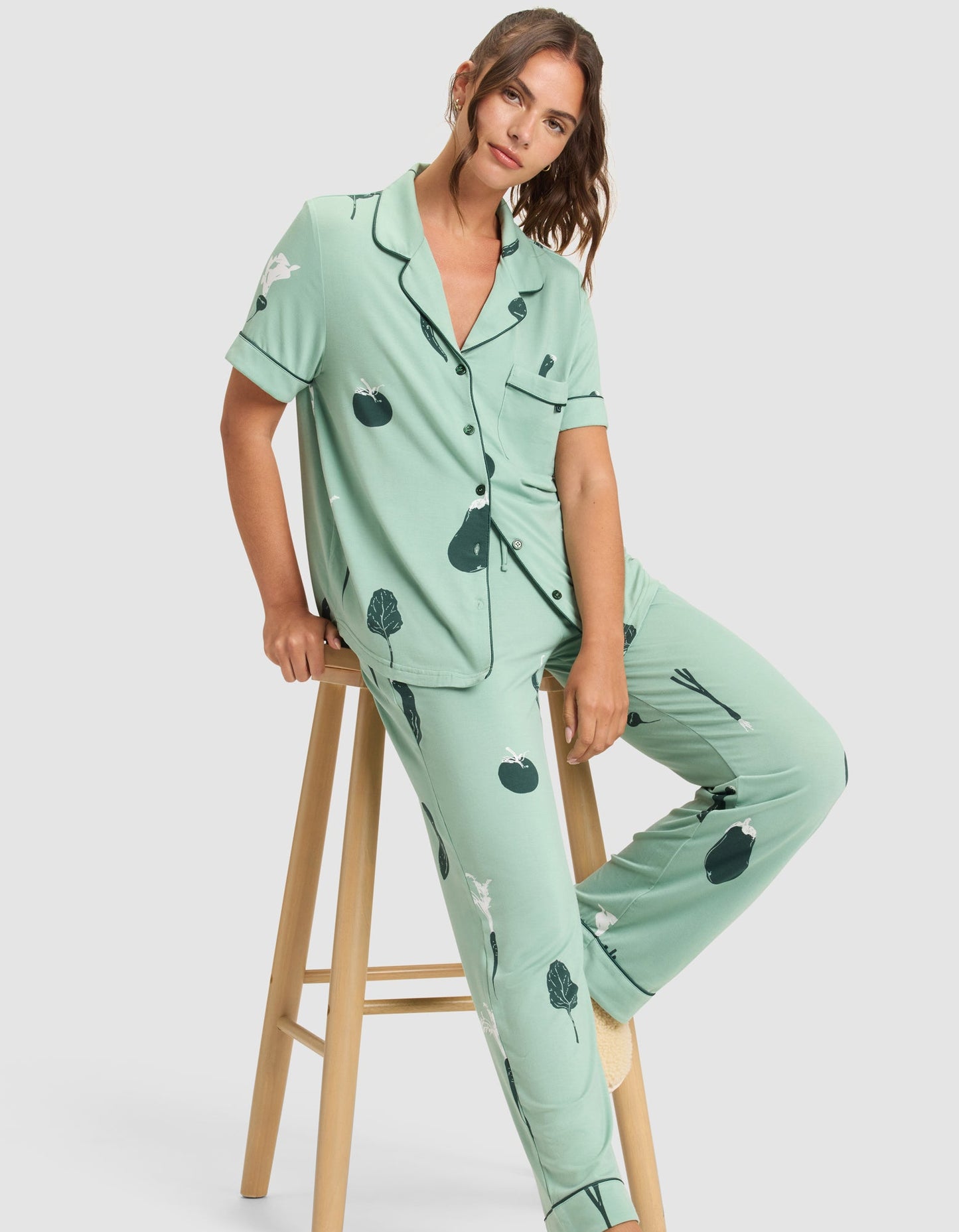 Women's Bamboo Stretch-Knit Short Sleeve & Pant Pajama Set