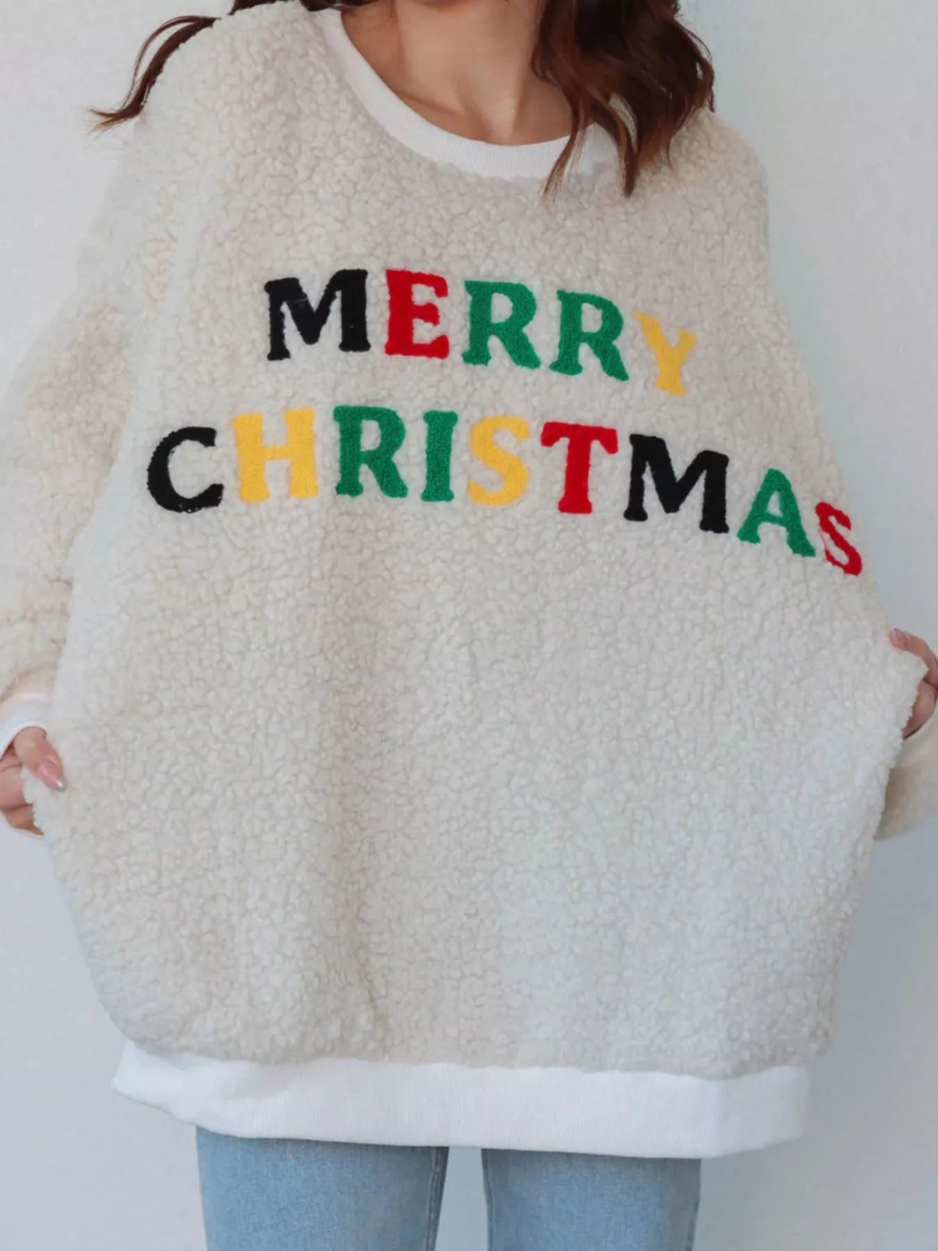 Merry Christmas Sherpa Fleece Sweatshirt