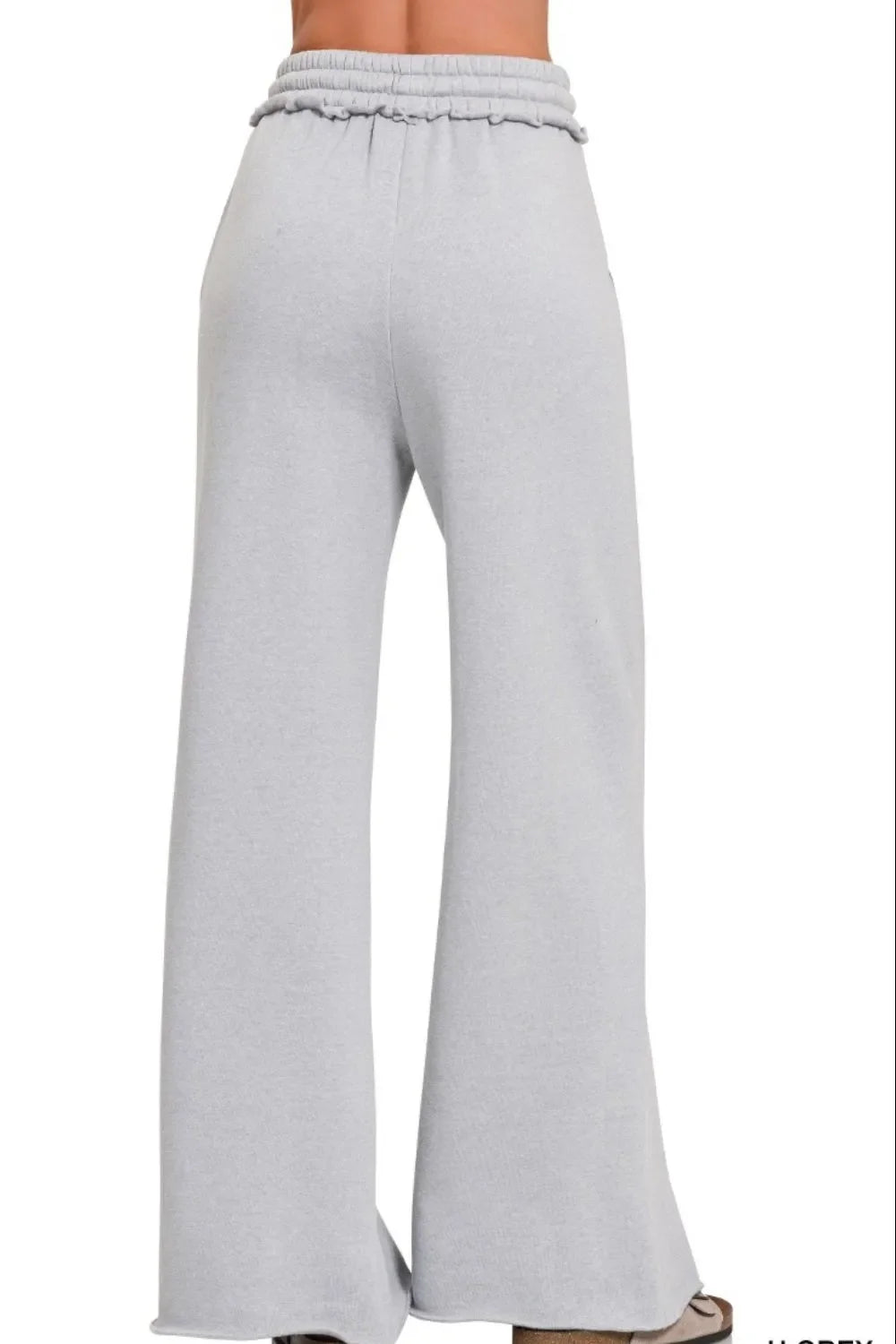 Zenana Fleece Exposed Seam Wide Leg Womens Sweatpants