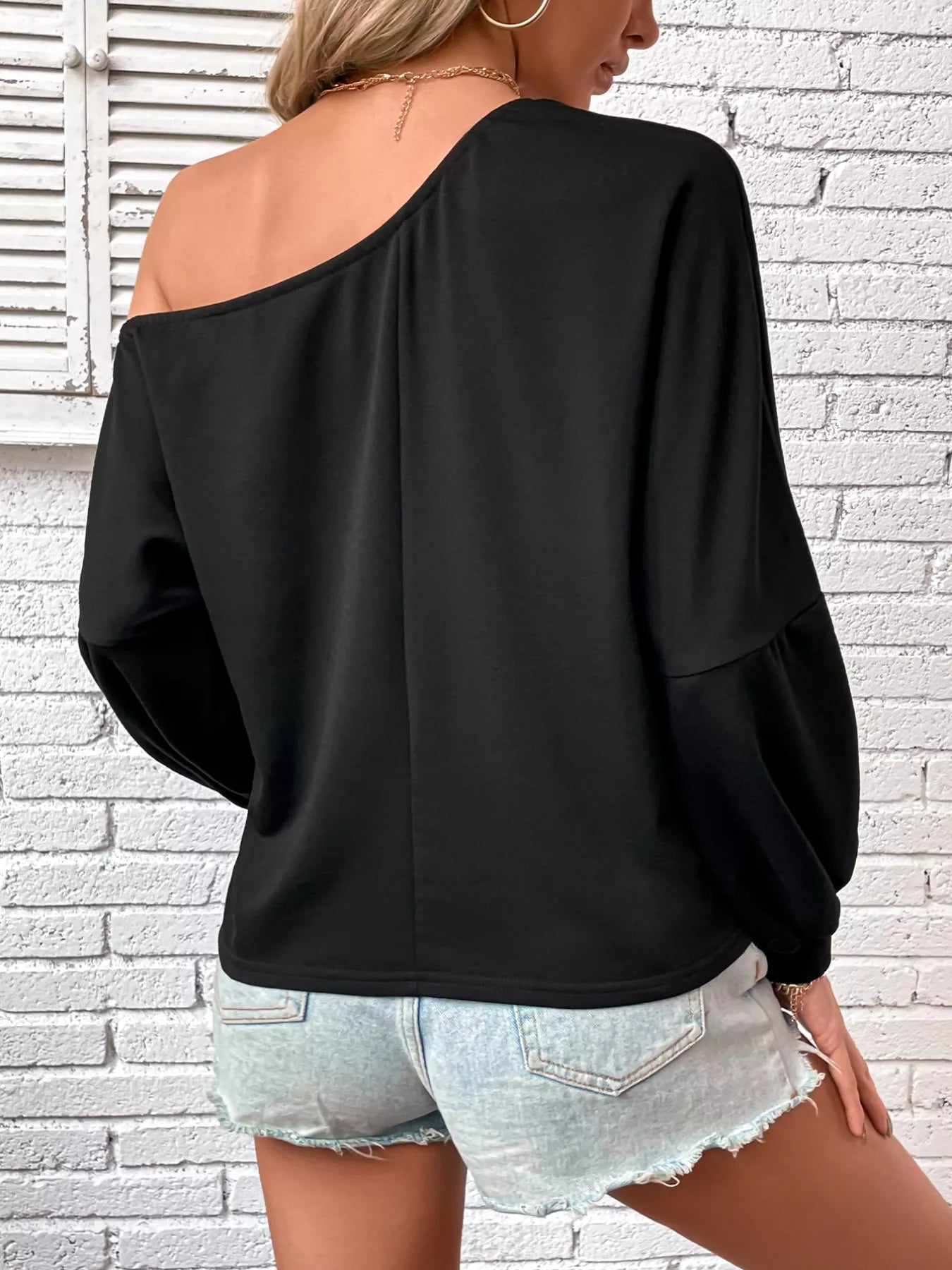 One-Shoulder Long Sleeve Casual Sweatshirt