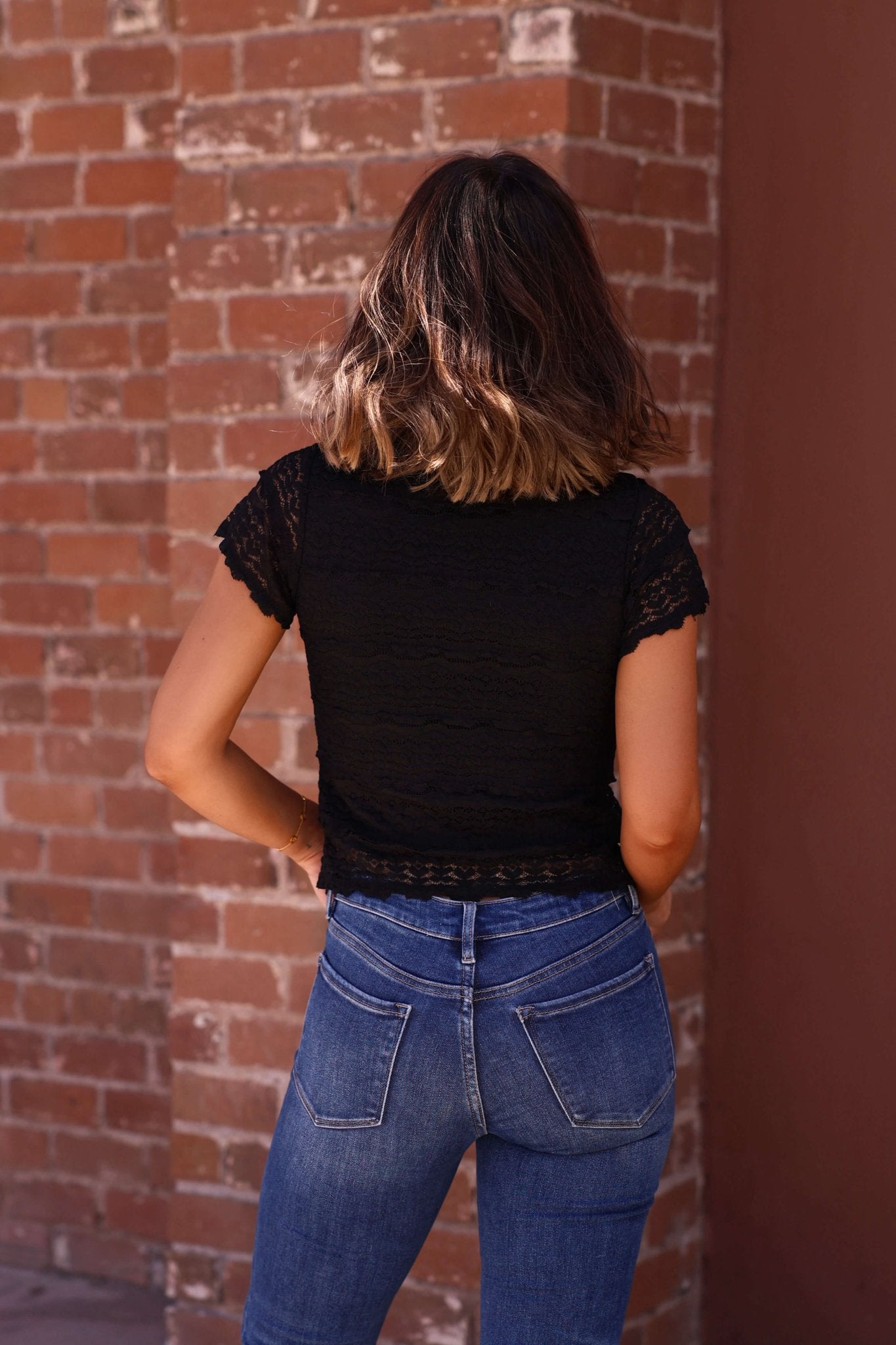 Amara Black High Neck Lace Top