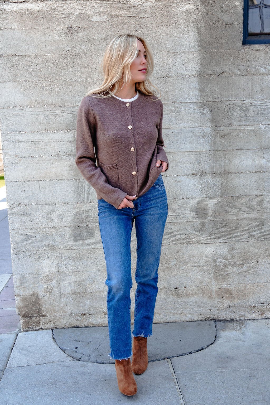 Autumn Button Front Sweater Cardigan - Brown