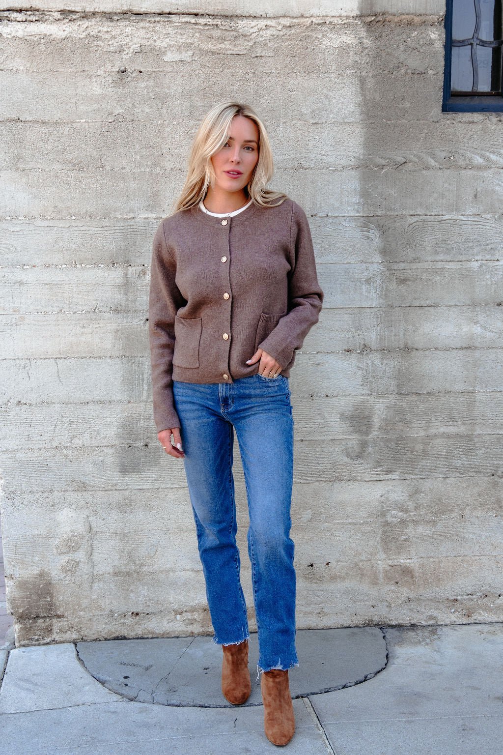 Autumn Button Front Sweater Cardigan - Brown