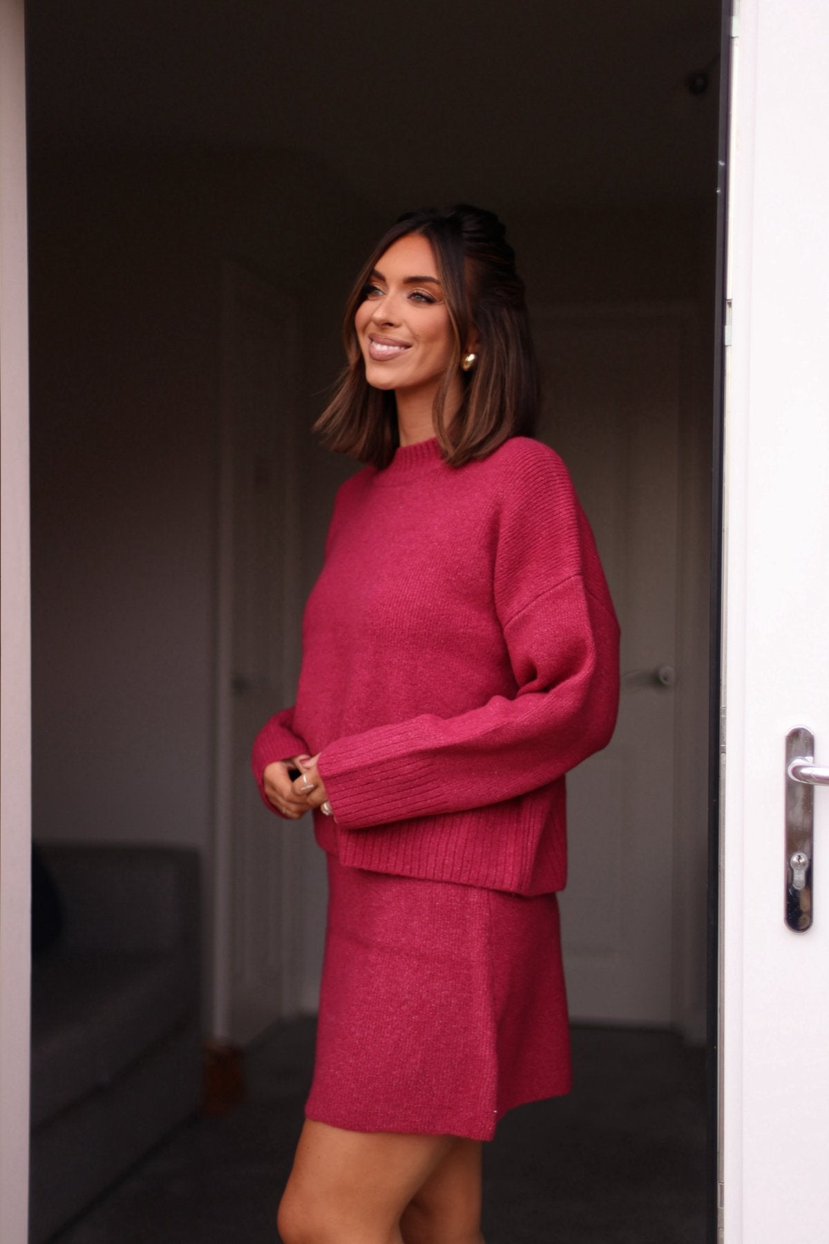 Berry Sweater Mini Skirt-FINAL SALE