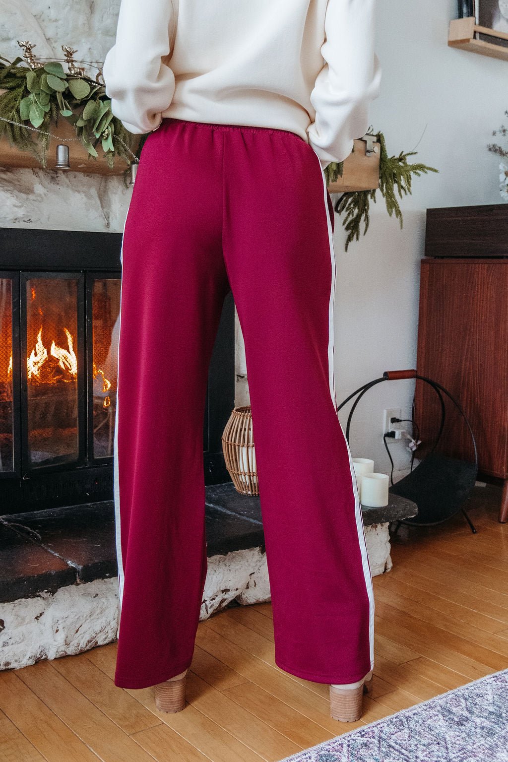 Burgundy Striped Athleisure Pants - FINAL SALE