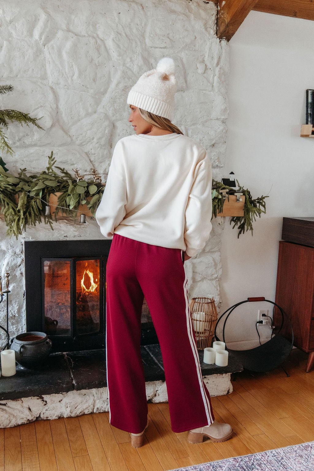 Burgundy Striped Athleisure Pants - FINAL SALE