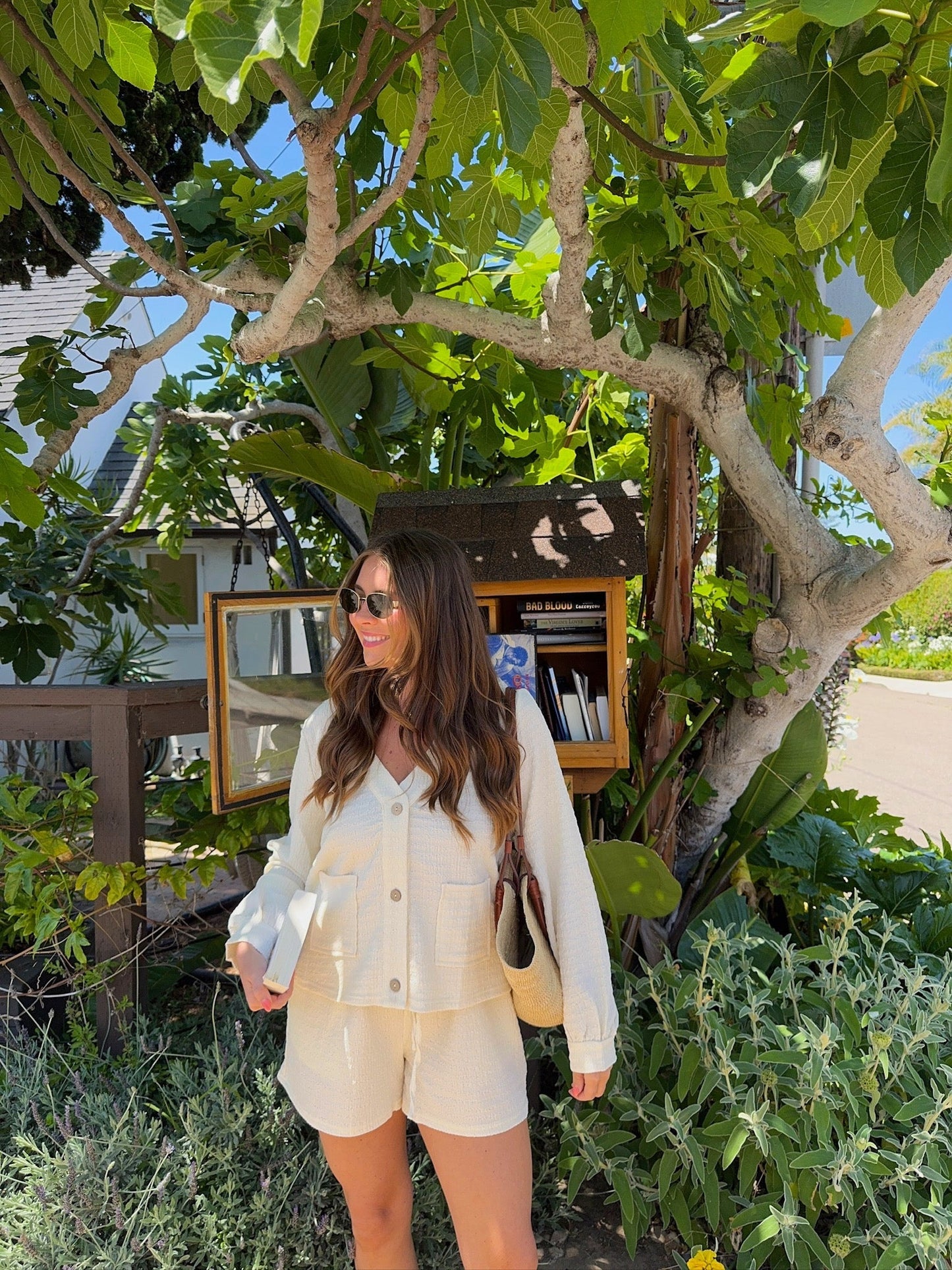 Cream Waffle Knit Cardigan and Short Set - FINAL SALE