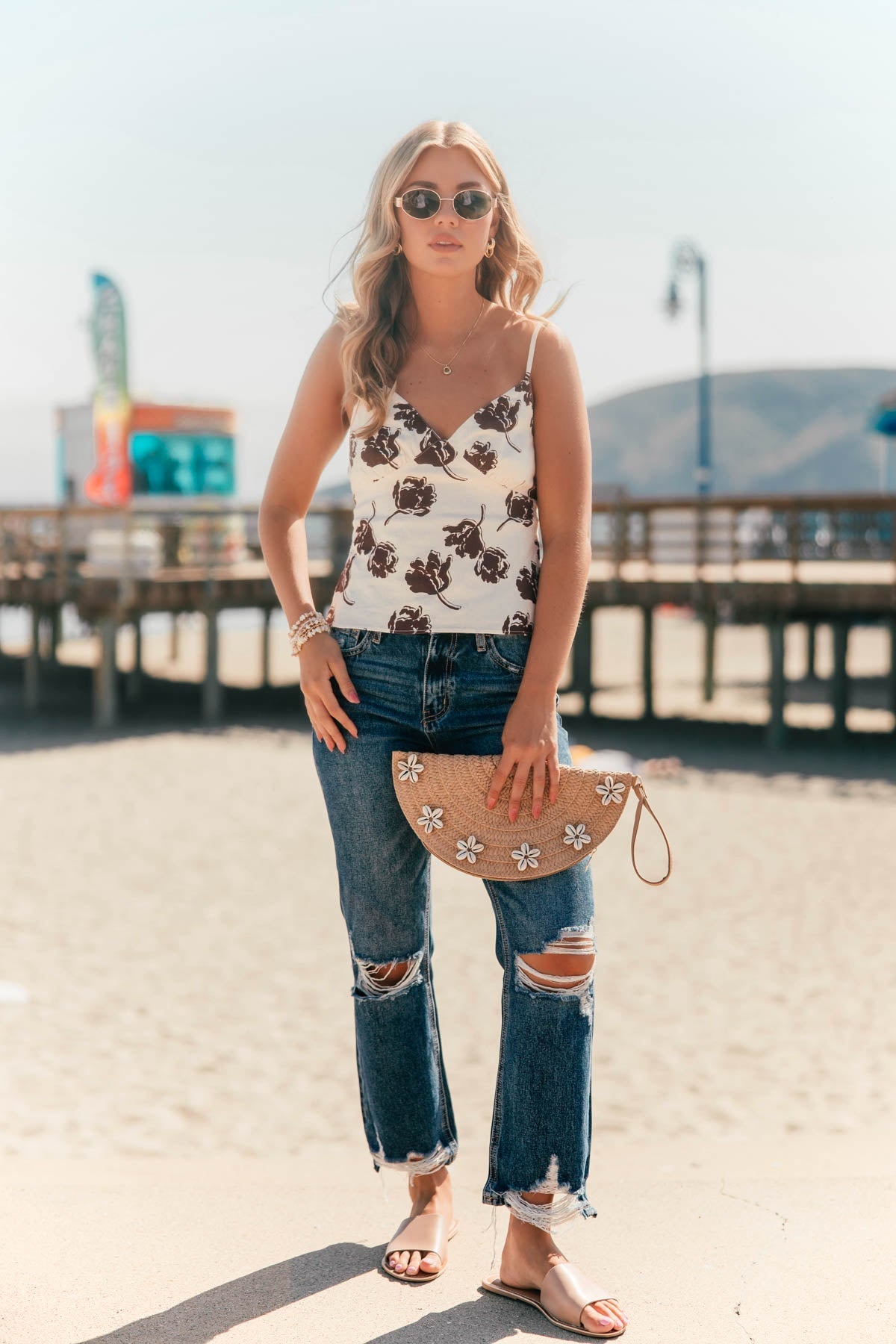 Free People Ivory Bittersweet Susie Print Top