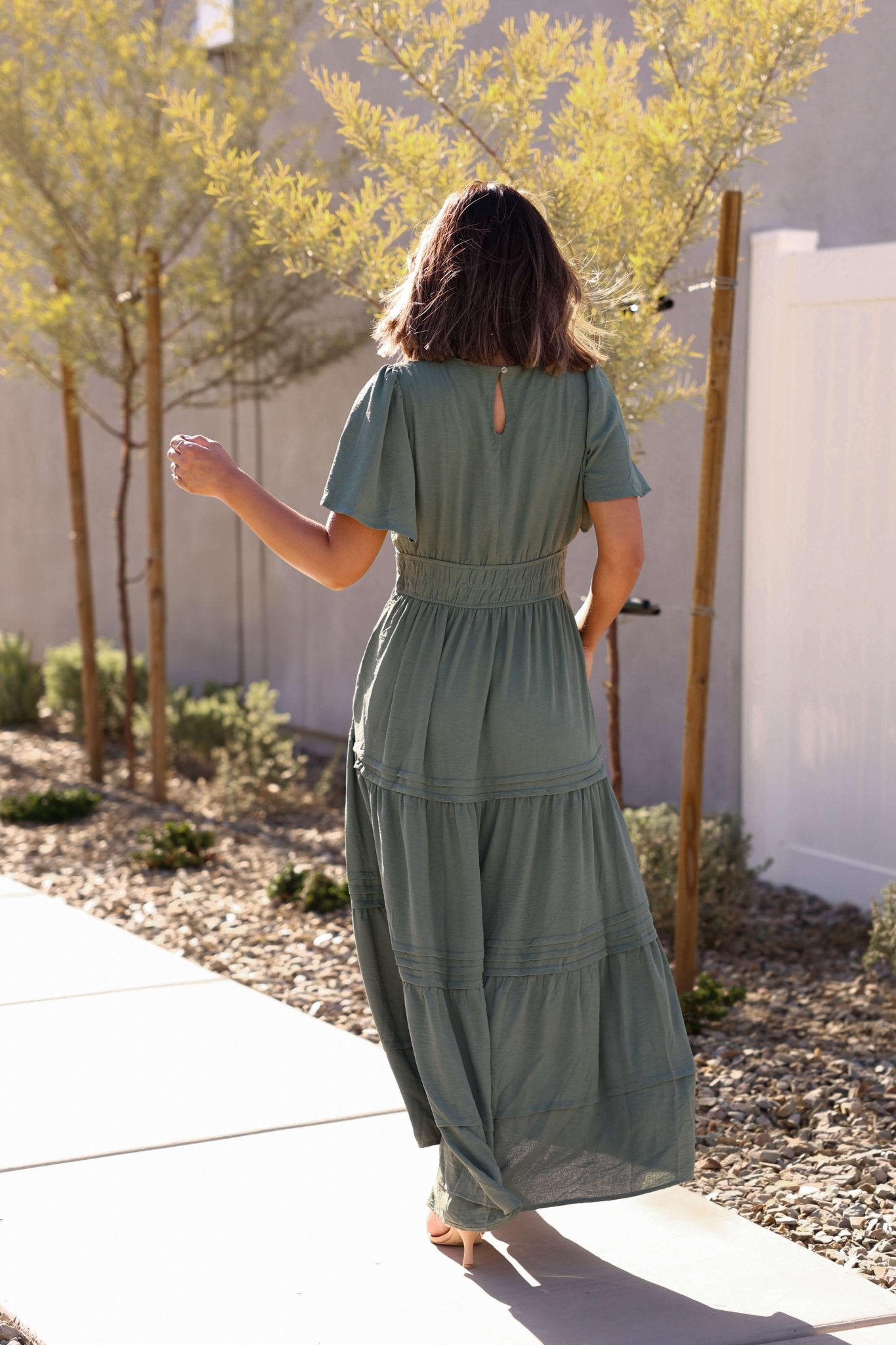 Hannah Surplice Tiered Maxi Dress - Olive
