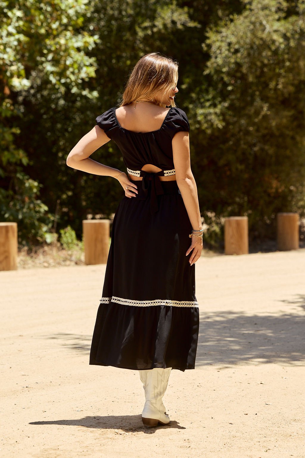 Jolene Black Lace Trim Maxi Skirt