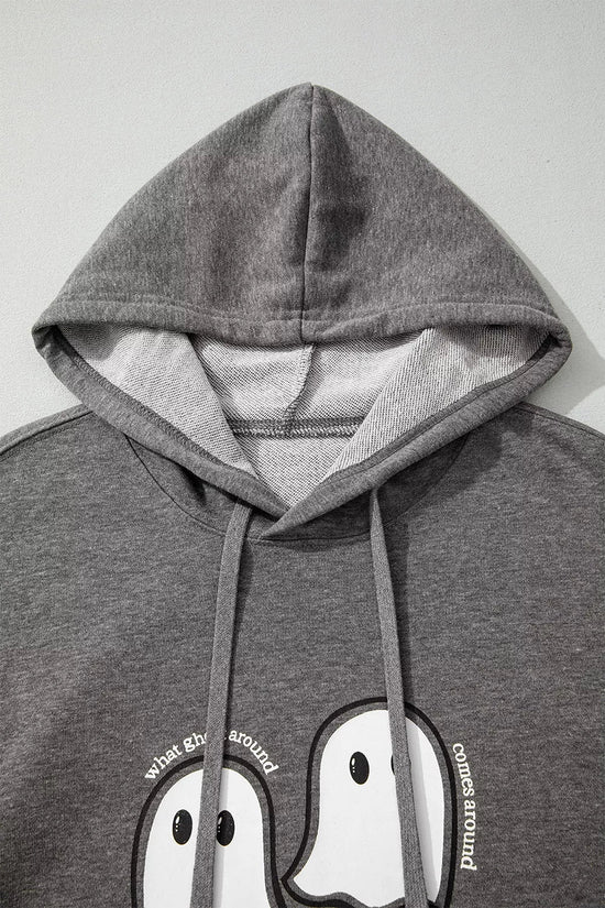 Halloween Ghost Print Mineral Wash Oversize Hoodie