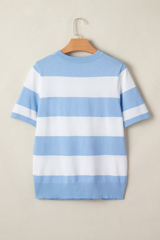 Stripe Colorblock Knitted T-Shirt