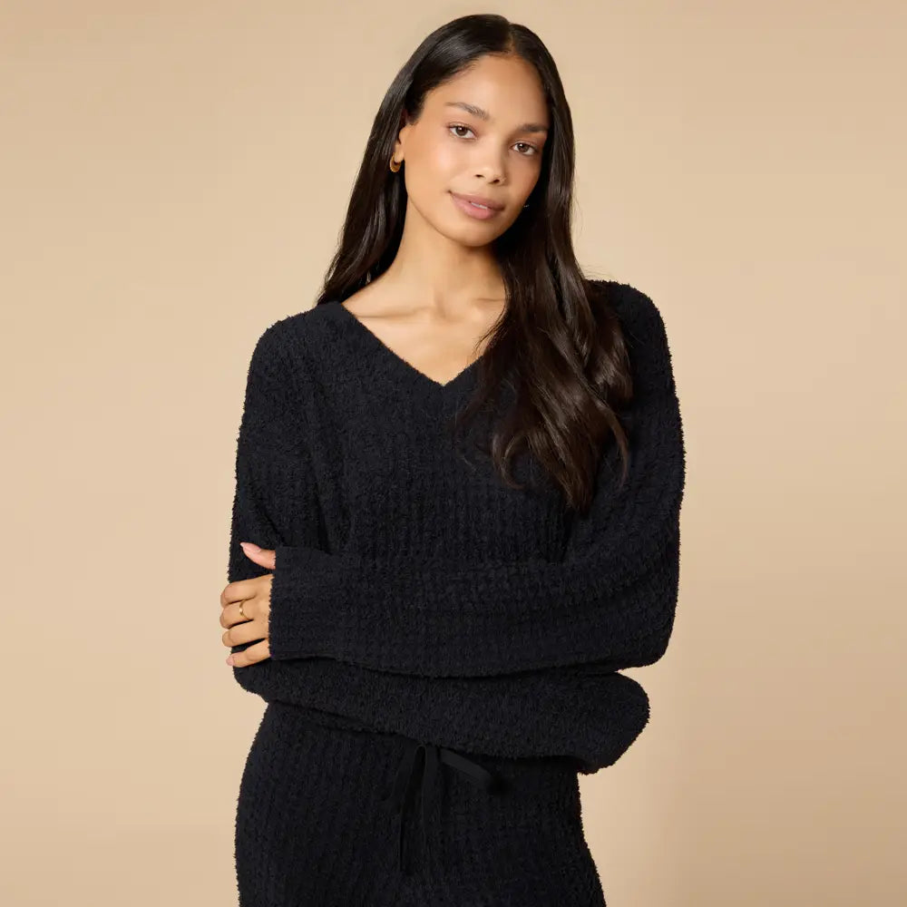 Marshmallow Waffle V-Neck Lounge Set