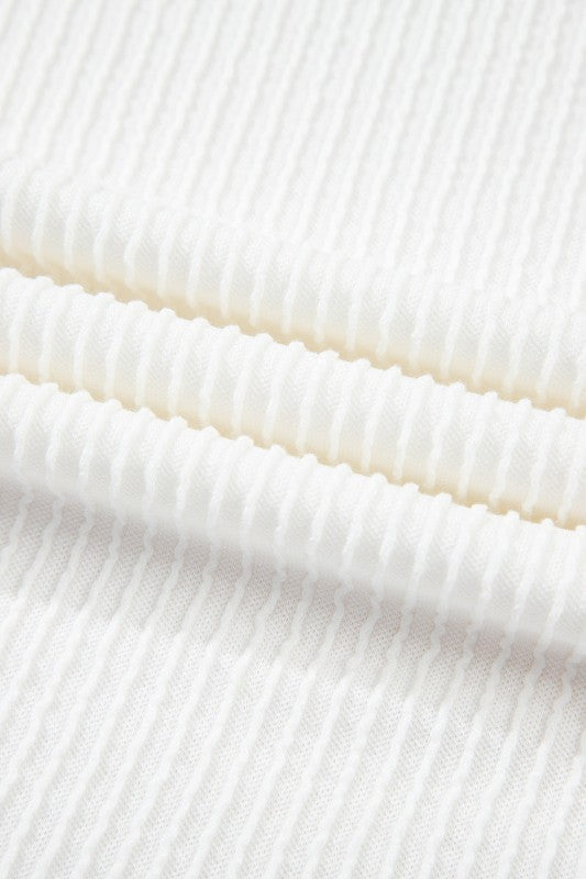 Colorblock Corded Knit Crew Neck Tee