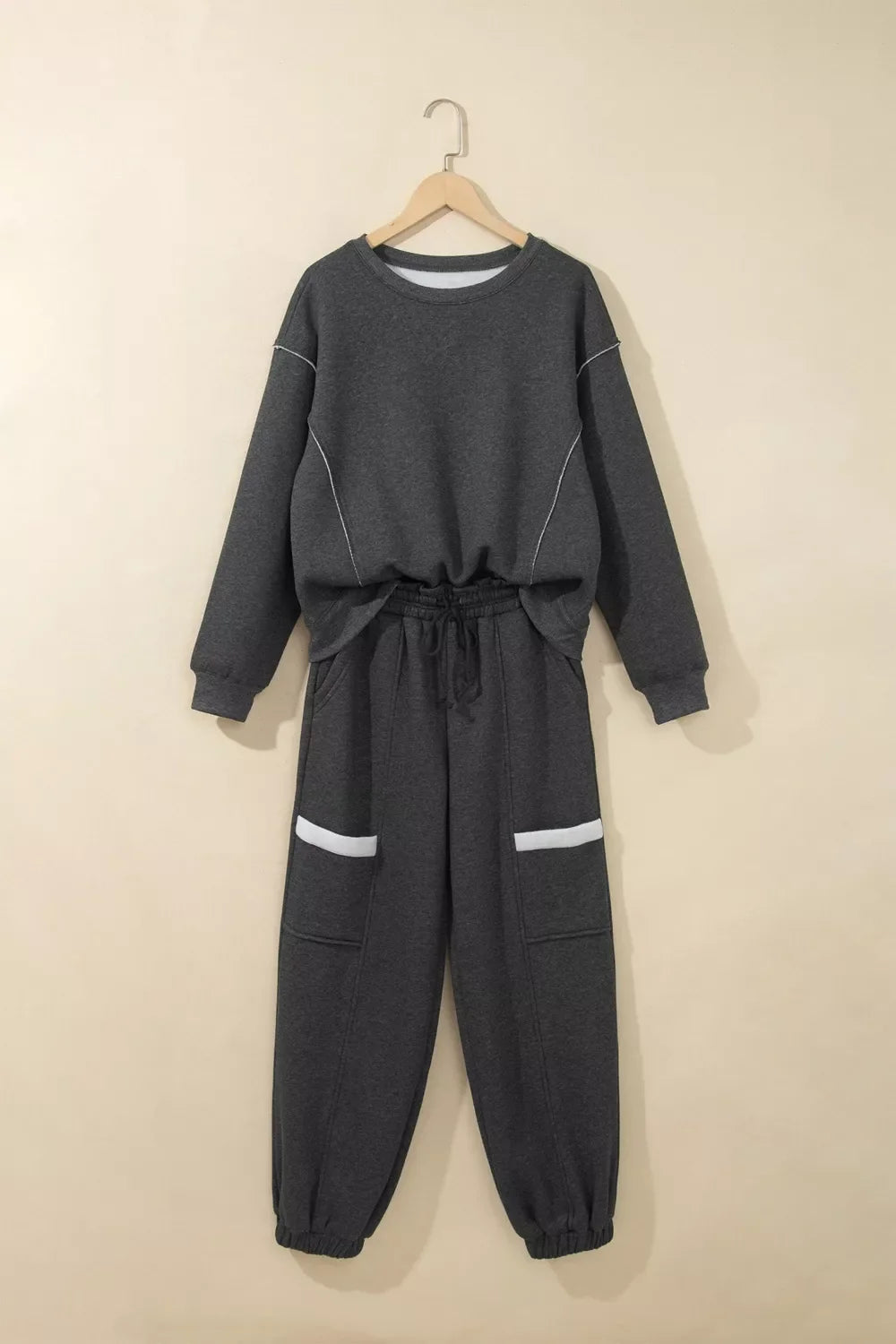 Crew Neck Long Sleeve Top and Joggers Set