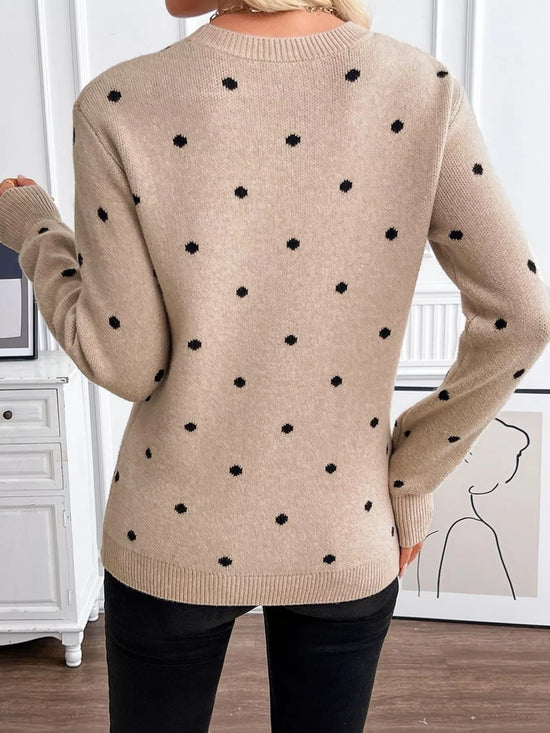 Polka Dot Crew Neck Sweater