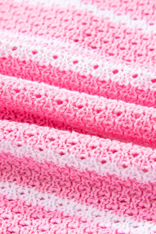 Stripe Buttoned V-Neck Sweater Knit Top