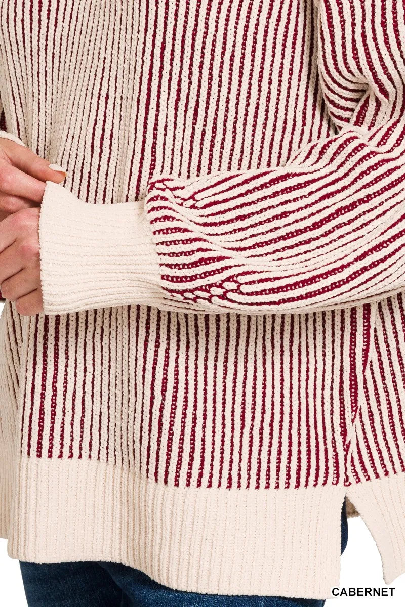 Zenana Two Tone Crewneck Sweater