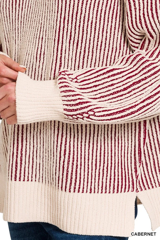 Zenana Two Tone Crewneck Sweater