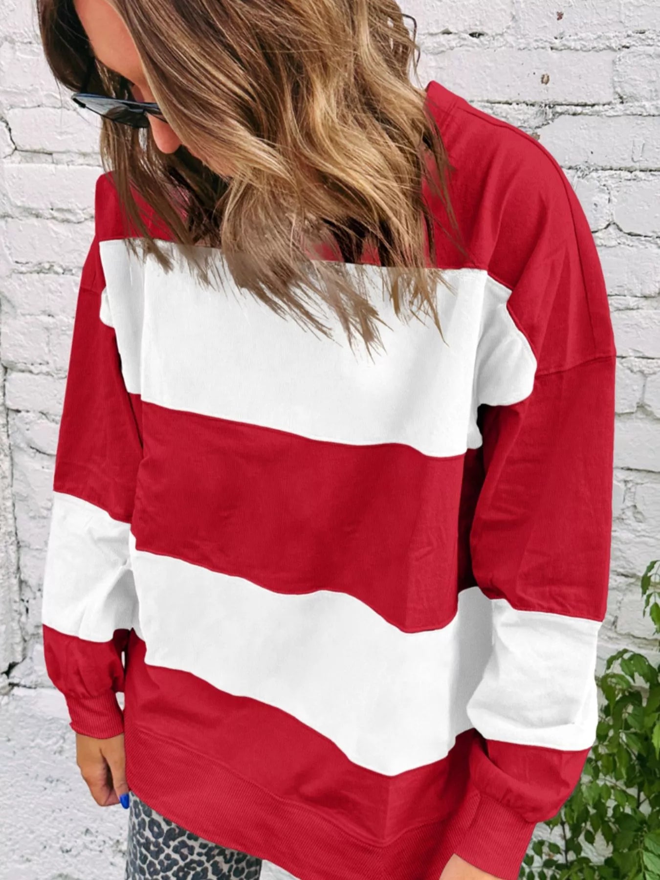 Colorblock Drop Shoulder Baggy Sweatshirt
