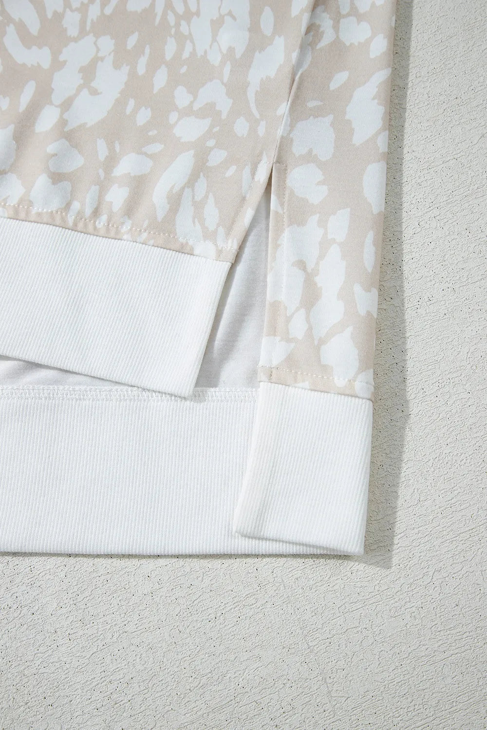 Leopard Print V Neck Side Slit Loose Fit T Shirt