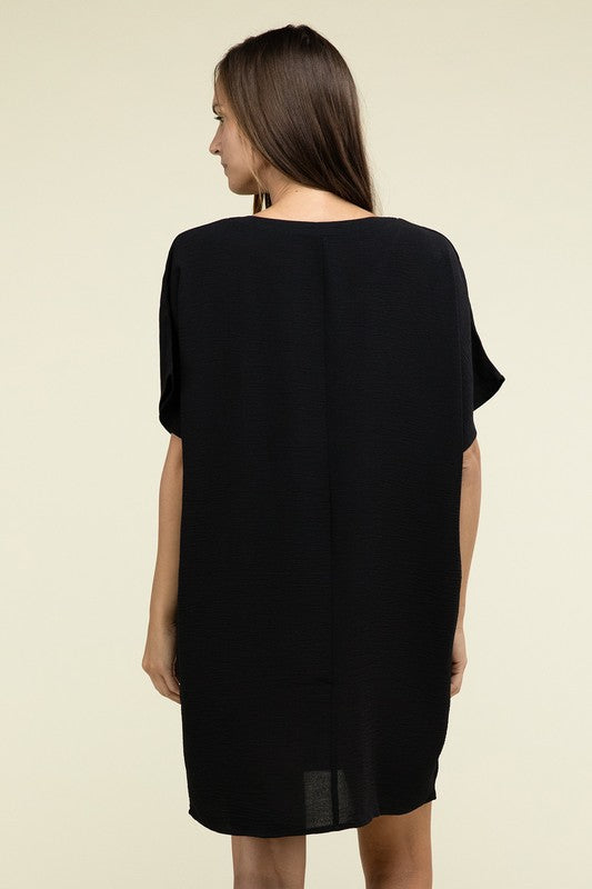 Zenana Woven Airflow V Neck Womens Dress Pockets S-XL 3Colors