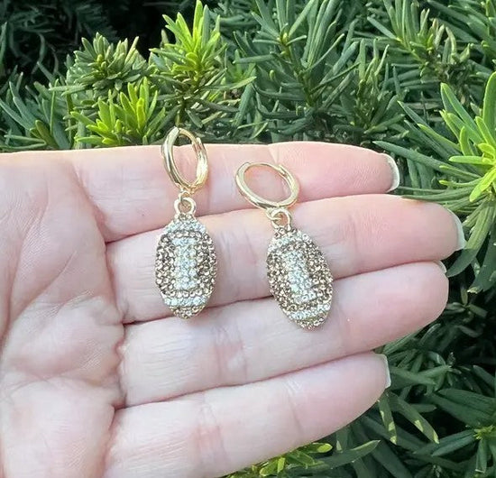Football Rhinestone Huggie Hoop Earrings Gameday