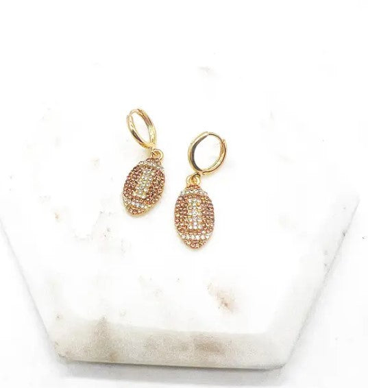Football Rhinestone Huggie Hoop Earrings Gameday