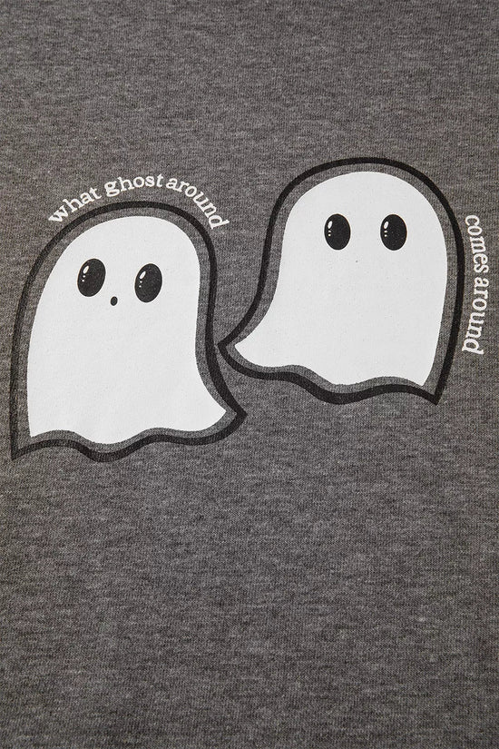 Halloween Ghost Print Mineral Wash Oversize Hoodie